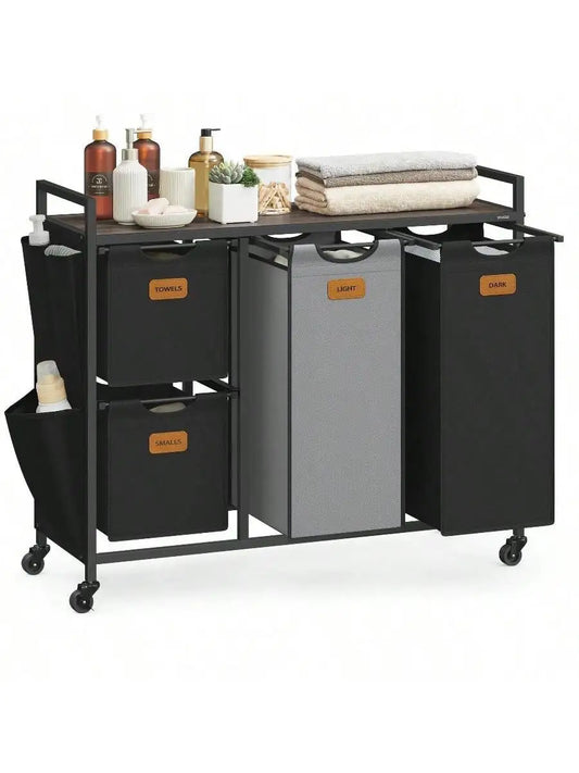 RollingLaundry Hamper With 4 Compartments