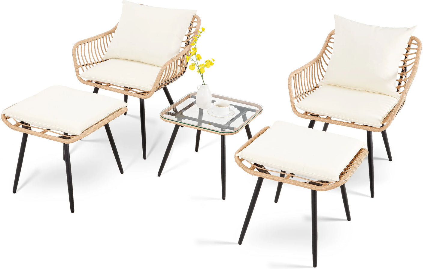 5 Piece Patio Set, , All-Weather Rattan