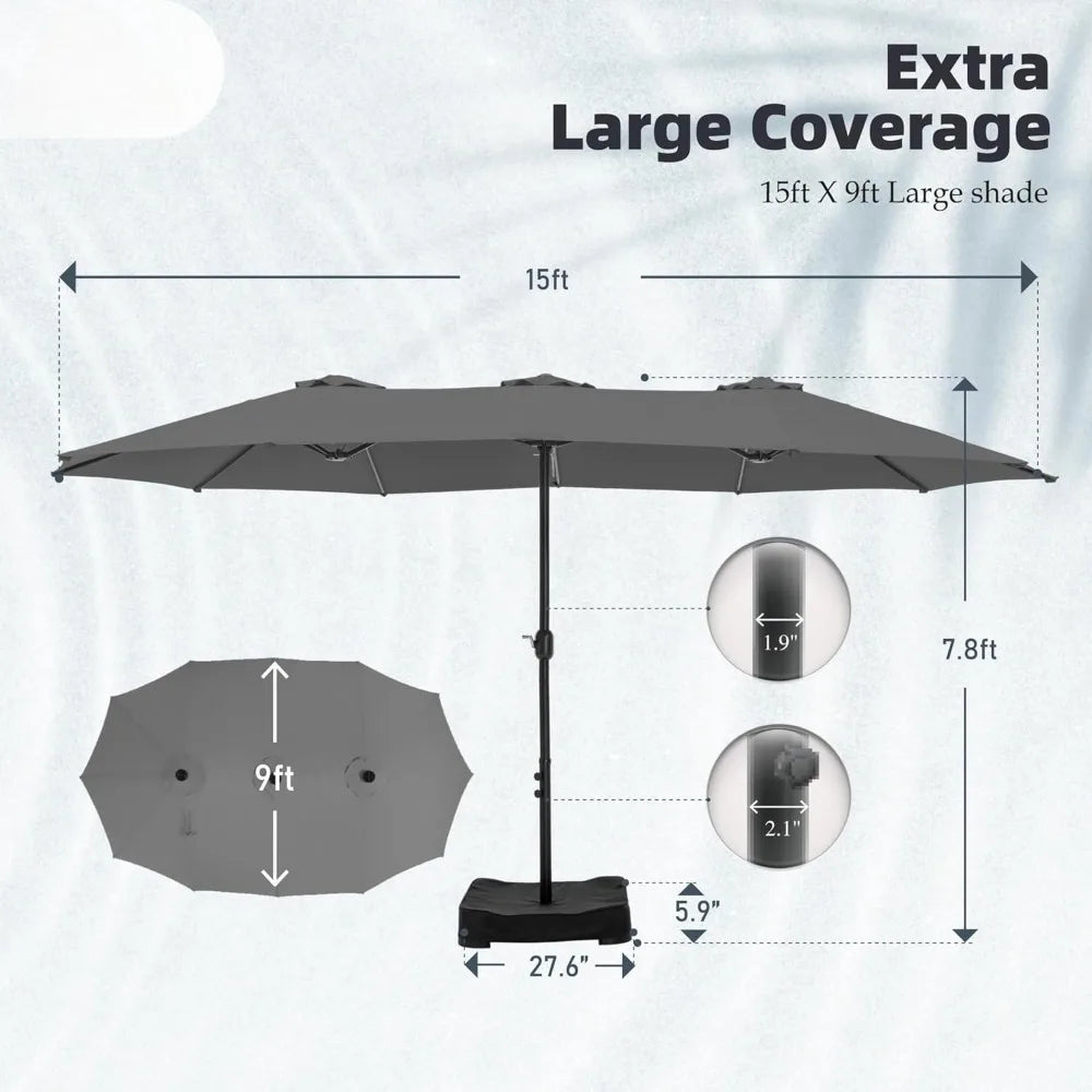 15ft Patio Umbrella with Base , Outdoor  with Crank Handle