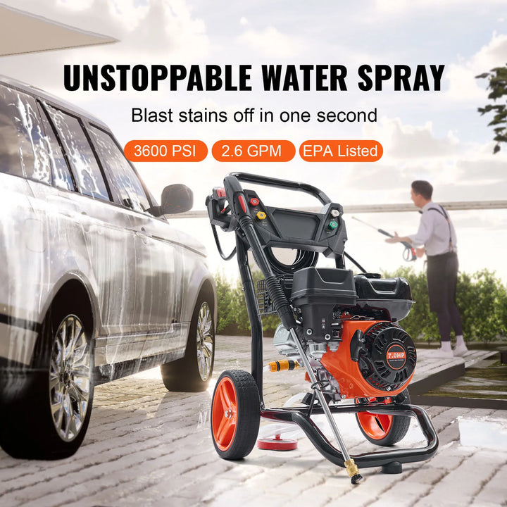 Gas Pressure Washer 3600 PSI  with Copper Spray Gun