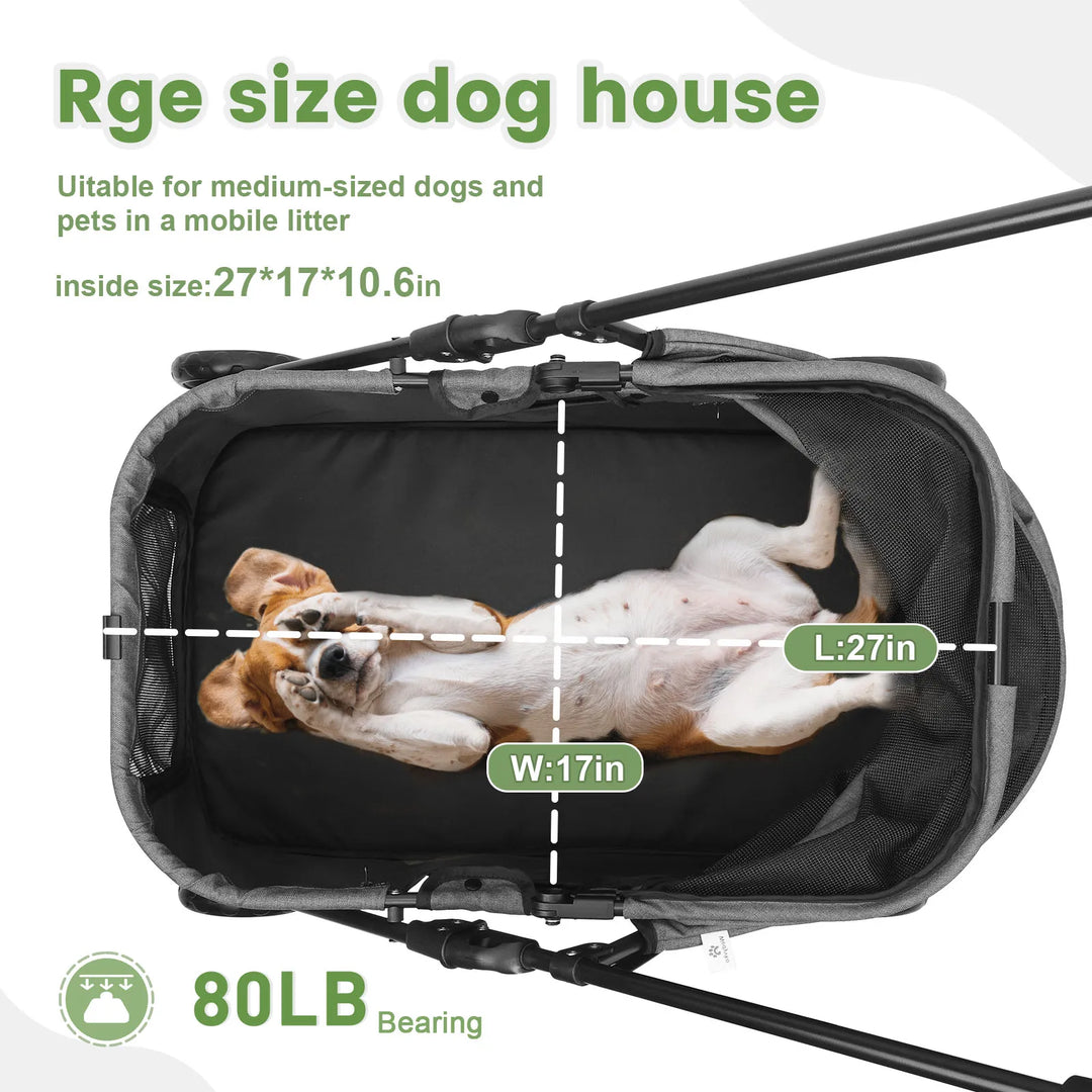 80 lbs  Puppy Stroller with Brakes for Small Medium Dog