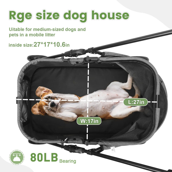 80 lbs  Puppy Stroller with Brakes for Small Medium Dog