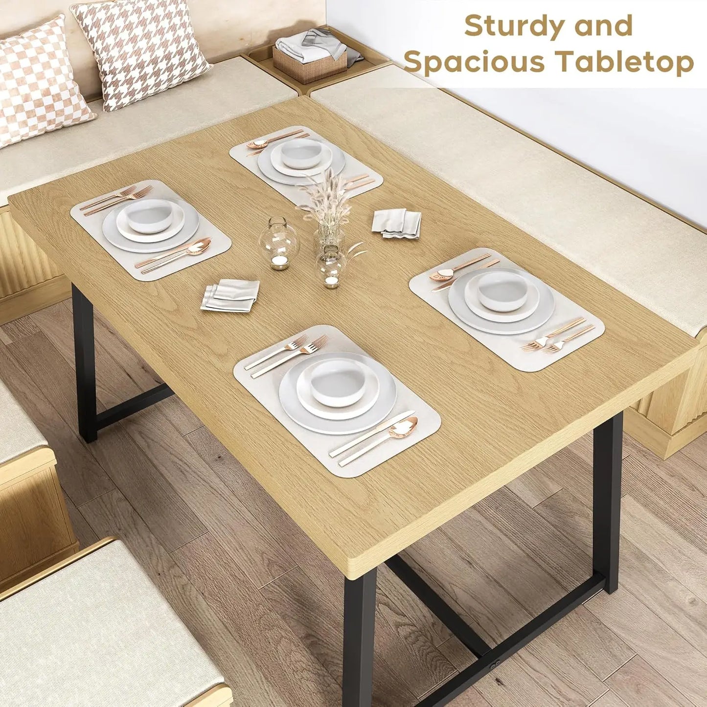 Corner Dining Table Set with Storage Stool