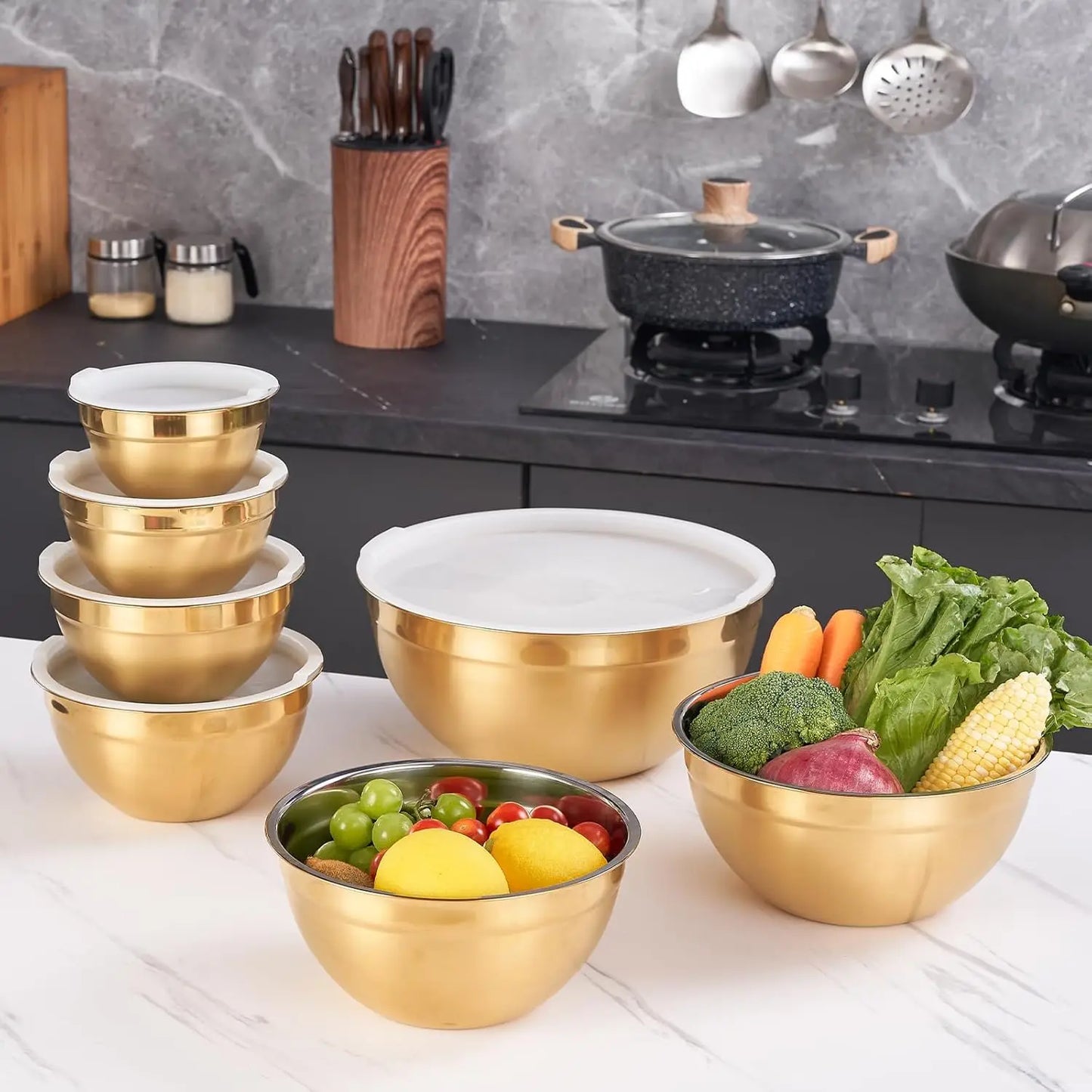7-Piece Stainless Steel Mixing Bowls,  with Airtight Lids