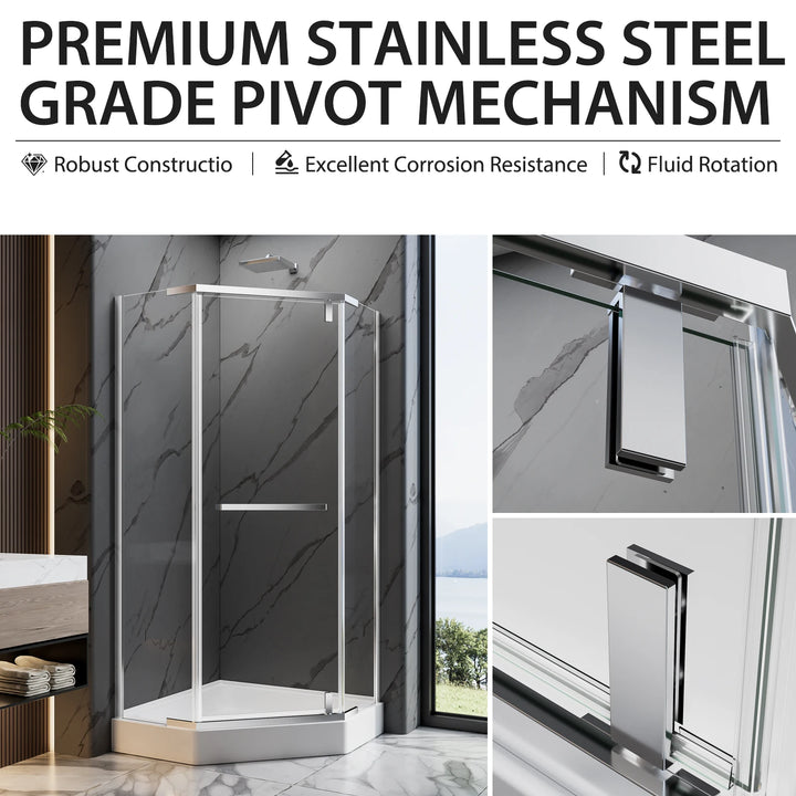 36"D x 36"W x 72"H Neo-Angle Shower Door, 1/4"