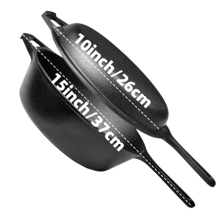 Cast Iron Skillet Set   Pre-Seasoned, Heavy-Duty