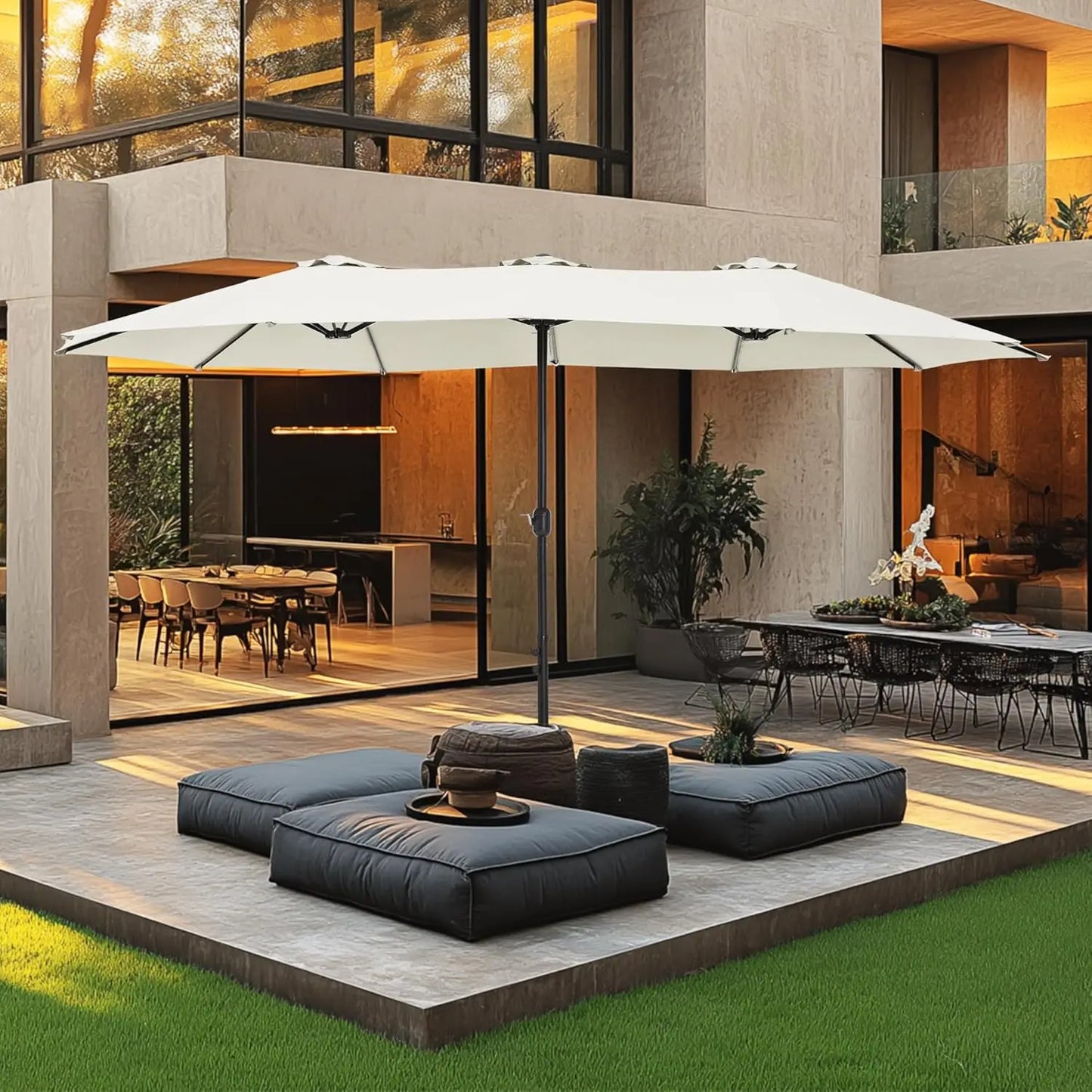 15ft Patio Umbrella with Base , Outdoor  with Crank Handle