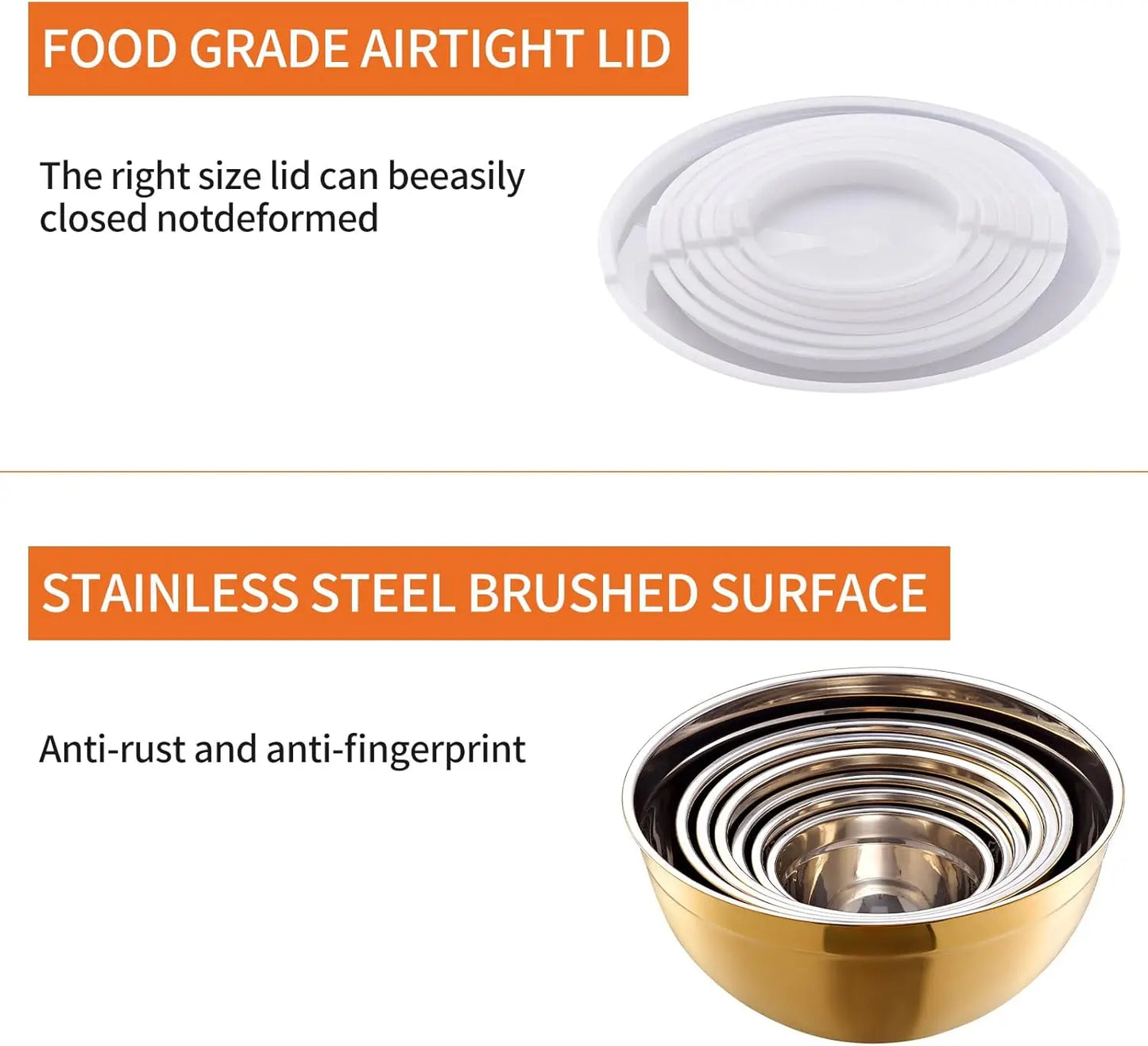 7-Piece Stainless Steel Mixing Bowls,  with Airtight Lids