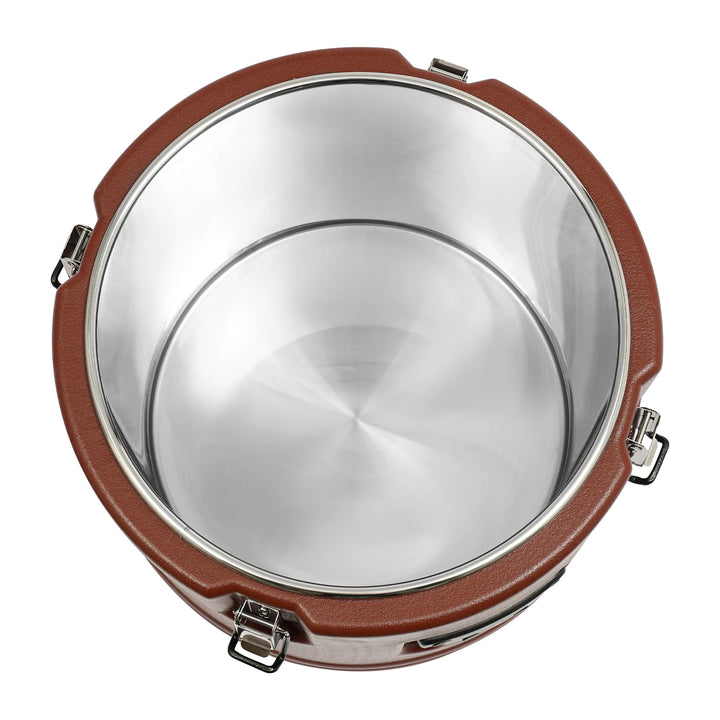 30L Food Warmer, Stainless Steel Food Cooler, Brown Insulated Food Carrier, Commercial Soup Container for Hot or Cold Food