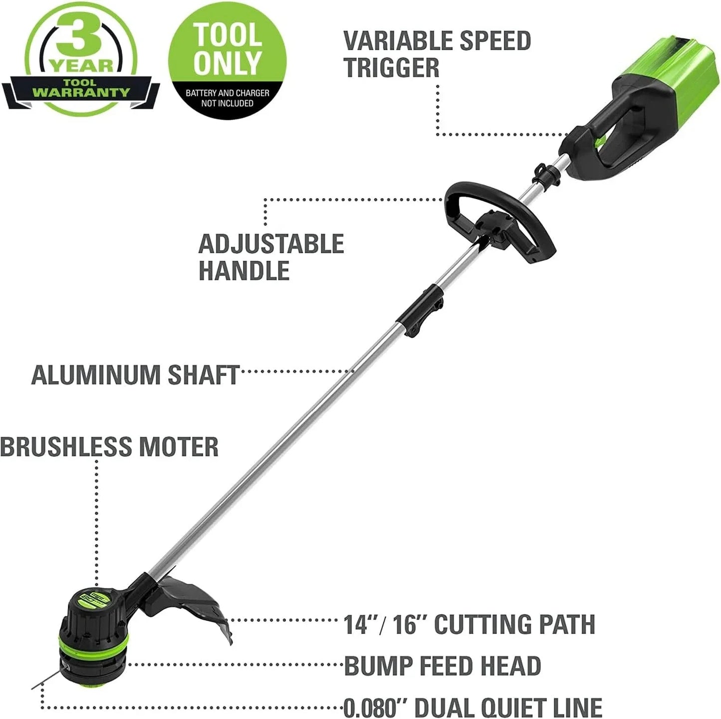 16-Inch 80V Cordless String Trimmer