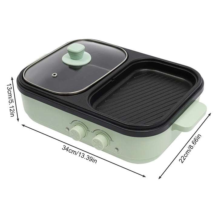 Cookware set-2-in-1 Hot Pot and Grill: Dual Heating Zones for Simultaneous Cooking, Perfect for Family and Friend Gatherings