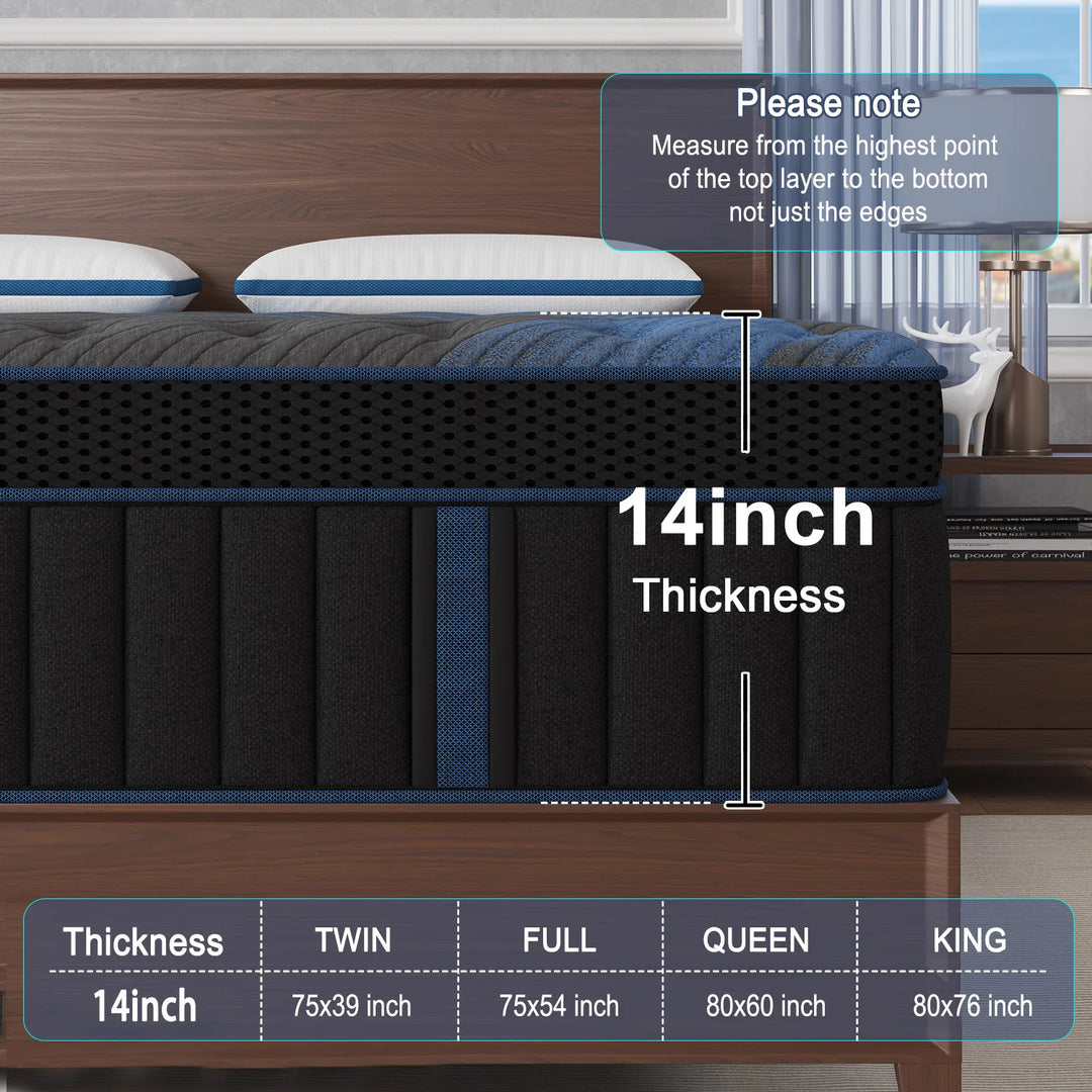 14in King  Memony Foam Mattress Lumbar Support