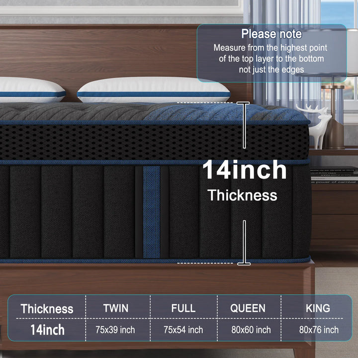 14in King  Memony Foam Mattress Lumbar Support