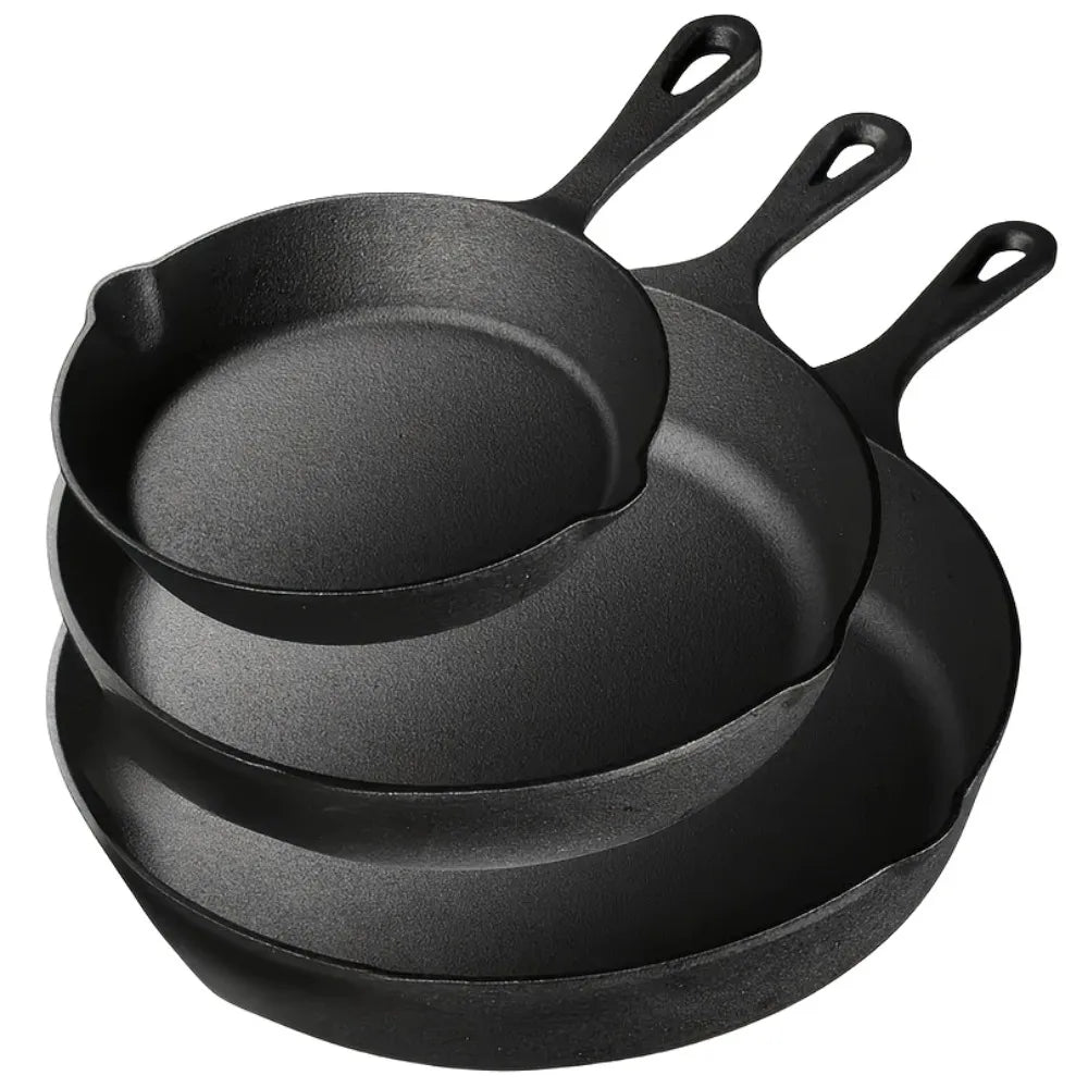 Cast Iron Skillet Set   Pre-Seasoned, Heavy-Duty