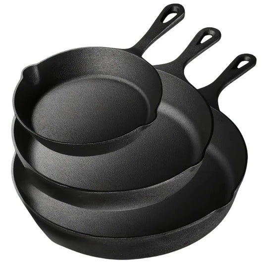 Cast Iron Skillet Set   Pre-Seasoned, Heavy-Duty