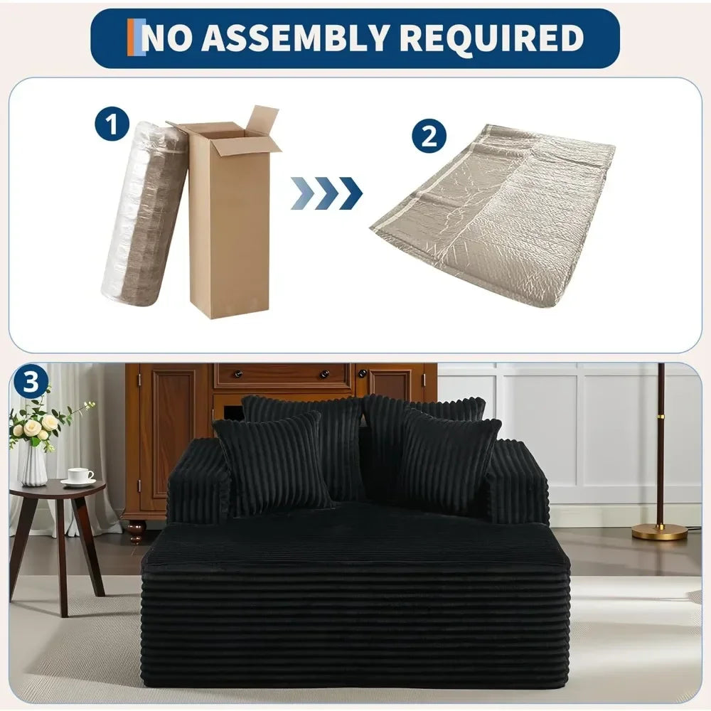 61" L Lounge Chair Sofa Bed   , Comfy Fluffy