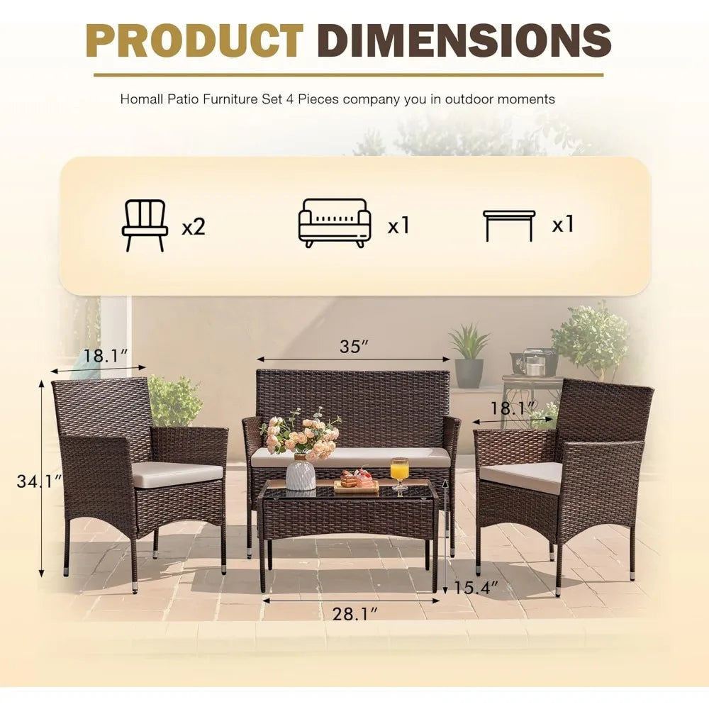 Outdoor Patio Furniture  Wicker Set, Outdoor & Indoor