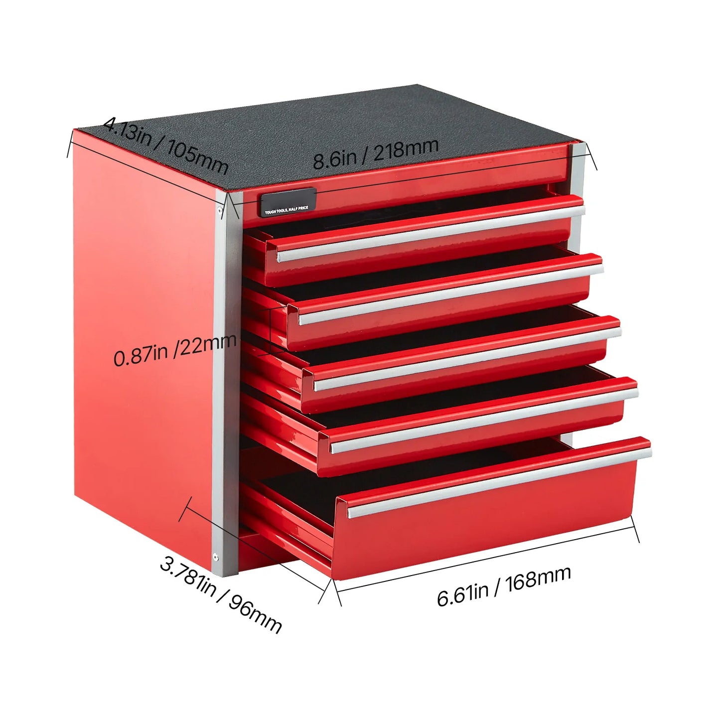 8.6in Metal Tool Box with PP Feet Pads for  Storage
