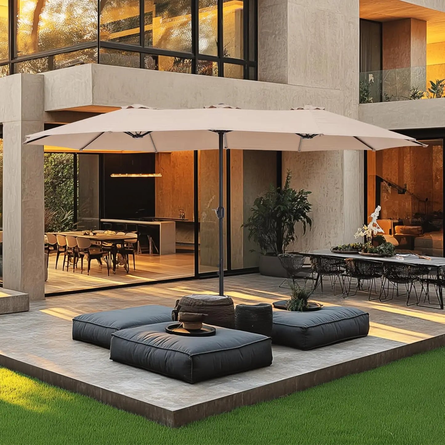 15ft Patio Umbrella with Base , Outdoor  with Crank Handle