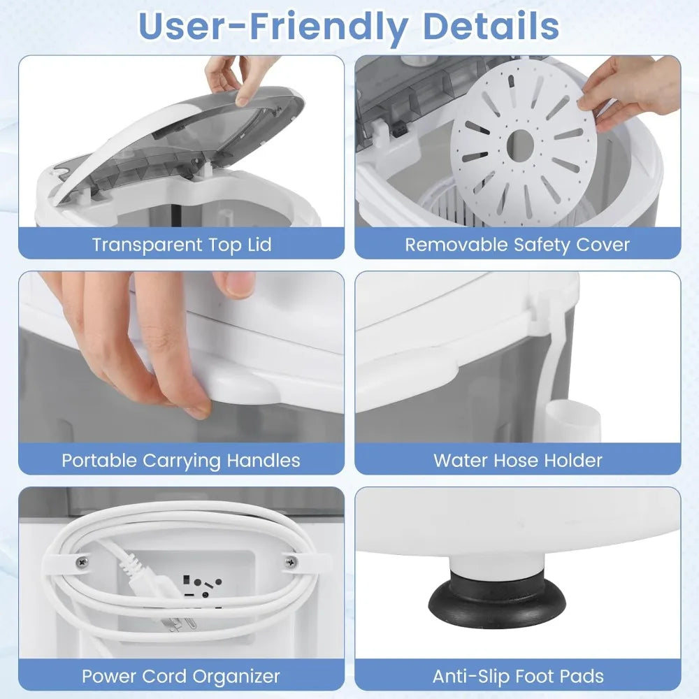 Mini Washer and Dryer Combo, 5.5 Lbs Mini Laundry Washer, Semi-automatic Washing Machine with Drain Hose Mini Washer And Dryer Combo